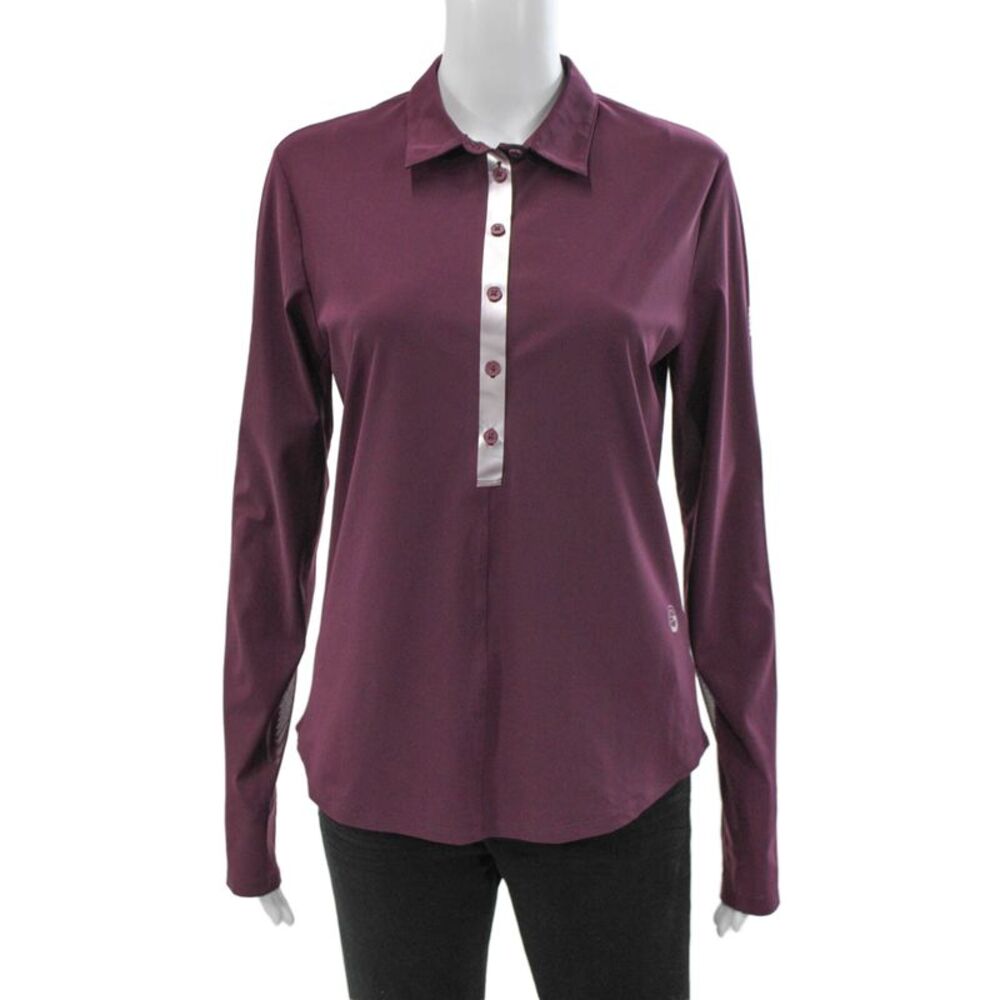 Foray Golf Unisex Adults Tops Collared Purple Button Long Sleeve Size S